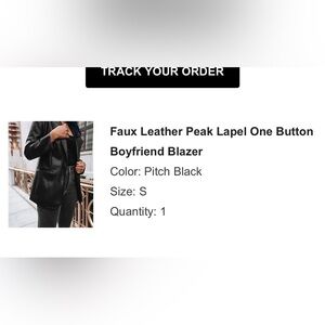 Faux Leather Peak Lapel One Button Blazer